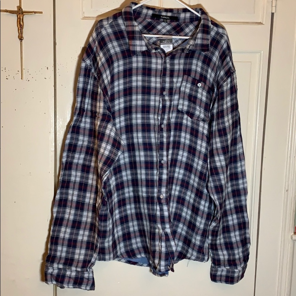 Rue21 Carbon plaid men’s XXL button up collared shirt NWT